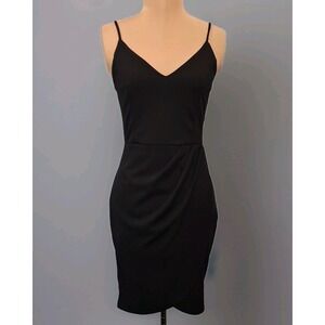 Lulus Forever Your Girl Tulip Hem Sleeveless Bodycon Mini Dress Black LBD M NWT